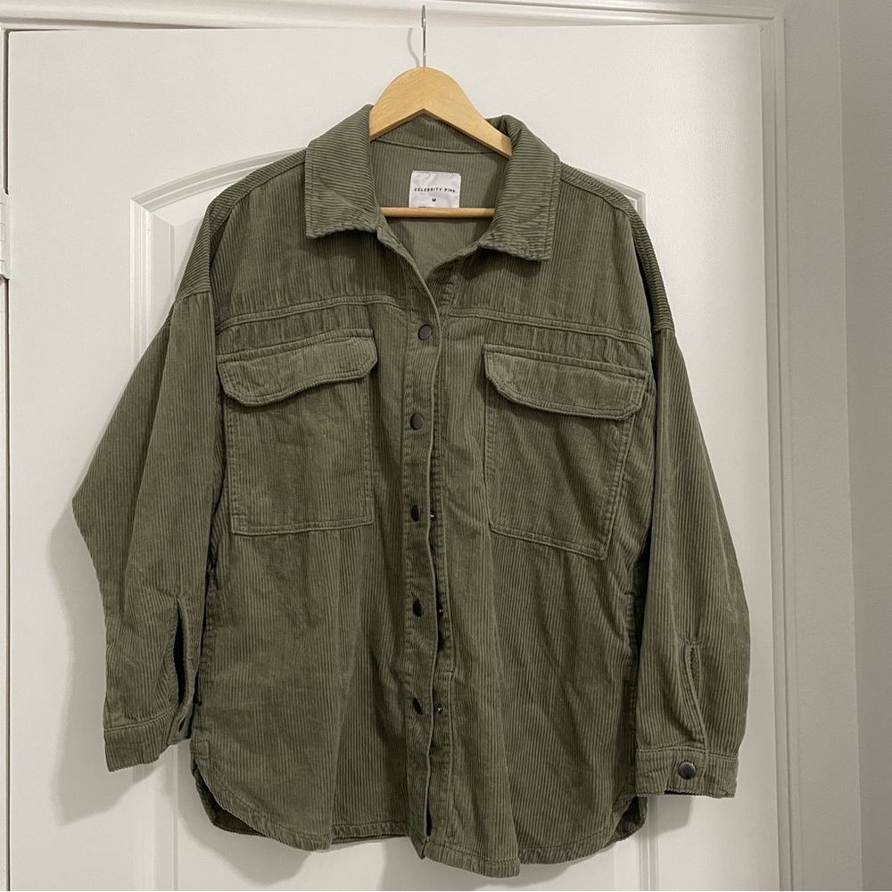 Green Corduroy Long Sleeve Shirt